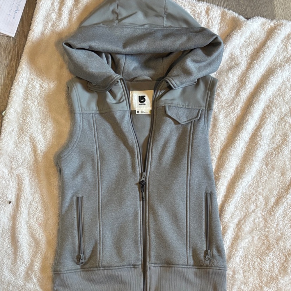 Burton Light Gray Hooded Vest medium